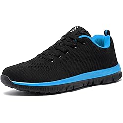 FLOWING PLUME Zapatillas Deportivas Hombre Transpirable Ligero Running Correr Casual Calzado Deportivo Confort Fitness Sport Sneaker (Negro Azul,43EU)