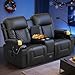 DG PEAFOWL Loveseat Recliner Sofa, Home Theater Seating with Center Console, Reclining Loveseat RV Couch with USB Ports & Phone Holders, Wall Hugger RV Sofa Furniture with Storage & Pocket