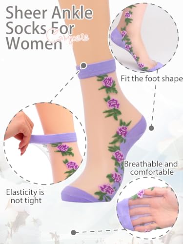 Image of Campsis Women Sheer Socks Sheer Ankle Socks for Women and Girls