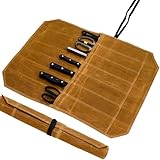 YZDZSW Messertasche, Kochmessertasche, Messerrolltasche, 7 Schlitze, Messer, Besteck, Küchenmesser-Set, gewachste Leinentasche, Bestecktasche, Werkzeugrollenkoffer für Camping, Schwarz , Federmäppchen