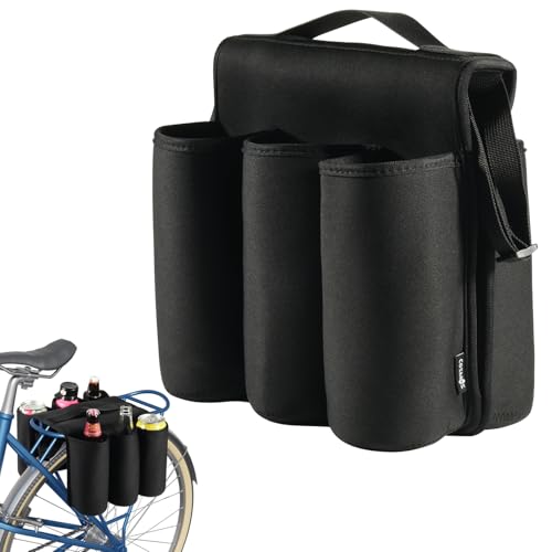Cosmos 6-Bottle Drink Holder for Bike Back Seat - Beer Bottle & Beverage Drink Can Carrier, Water Bottle Carry Bag for Cycling, Camping, Picnic, Hiking & Commuting