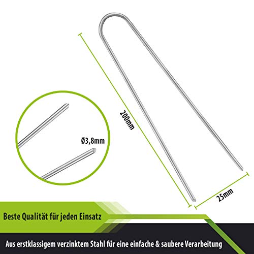 Balinco 25x Piquets de Tente Anti-Rouille - tête Ronde | ancrages dans Le Sol Fixation au Sol | ancrage de Sol en Acier galvanisé pour la Fixation du Non-tissé Mauvaises Herbes - (25, 200x25x3,8) – Image 2