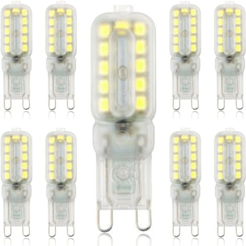 WEYIMVTO Lampadina a LED, Lampadina LED G9 dimmerabile 5W, confezione da 9, senza sfarfallio 220V-240V 500 lumen angolo del fascio 360°, luce(Cool White)