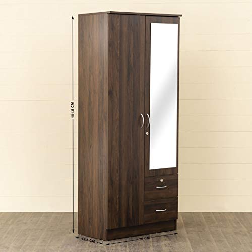 Image of Home Centre Lewis 2-Door Wardrobe with Mirror - Brown (Engineered Wood)