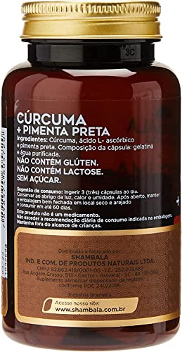 Cúrcuma com pimenta preta 60 cápsulas de 650mg - Shambala