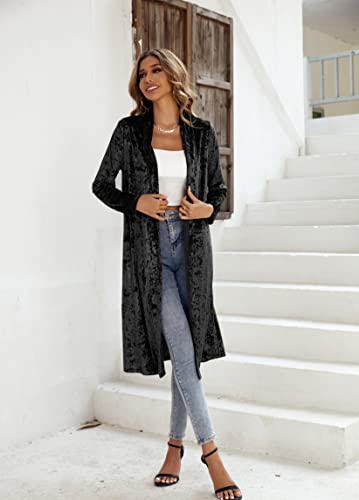 Image of R.Vivimos Women's Long Sleeves Casual Velvet Jacket Open Front Cardigan Coat Outerwear