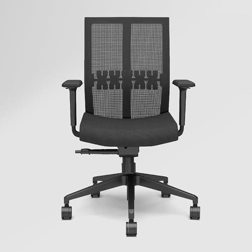 Image of Interio by Godrej Aero Mesh Back Ergonomic Office Chair for Work from Home /Study, 1 Year Warranty, Height Adjustable Chair with Adjustable Armrest, Heavy Duty Nylon Base (Black Ink)