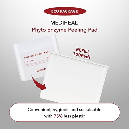 Image of (Only Refill) Mediheal Phyto Enzyme Peeling Pad (90 Pads) - Pore Tightening Pads to Control Sebum - Vegan Gauze Pad