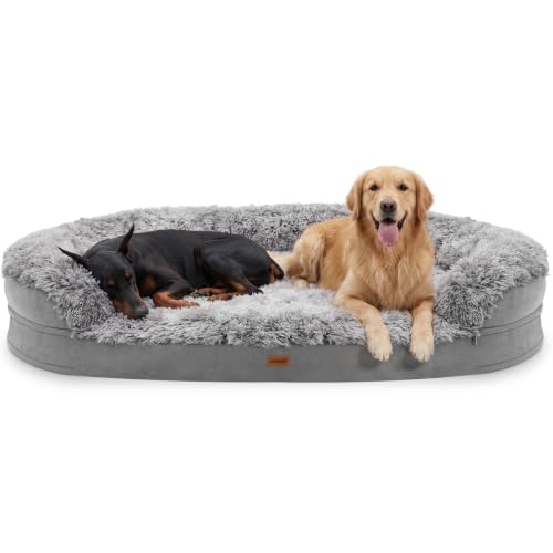 Image of iweepet Fluffy Orthopedic Dog Beds for Jumbo & Giant Dogs,53'' Grey