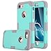 LONTECT Hybrid Heavy Duty Shockproof Full-Body Protective Case with Dual Layer Hard PC+ Soft Silicone Impact Protection for Apple iPhone 7, Teal/Grey