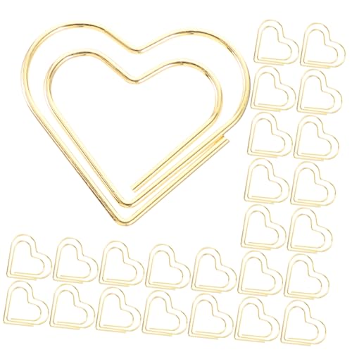 Holibanna 100pcs Metal Heart Paper Clips Small Paper Clips Decorative Bookmarks for Office Cute for
