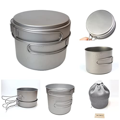 Titanium Pot 1600Ml With 500Ml Pan 2Pcs Set Titanium Camping Pot Pan Set Titanium Cookset Backpacking Titanium Camping Cookware #TOP6