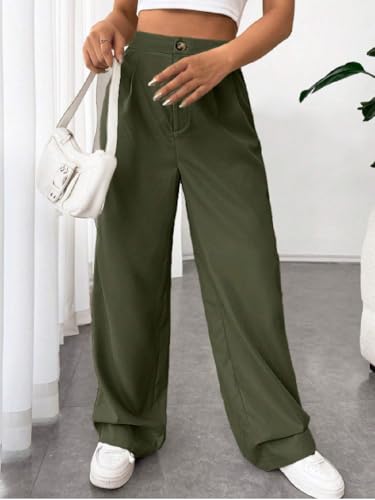 Image of OOMPH! Women's High-Waisted Pant | Wide Leg Trousers | Korean Style Stretchable Trouser