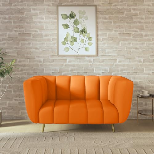 wakeup INDIA Sofa | Mushy Premium Fabric Sofa Set | 2 Seater Sofa | Pocket Spring Cushion | Padded Cushioned Armrest | Metal Leg with Golden Polish (O