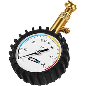 Tire Pressure Gauge for Cars – Large Dial Numbers & 360° Swivel Chuck, Accurate Air Pressure Gauge for Tires – 60 PSI