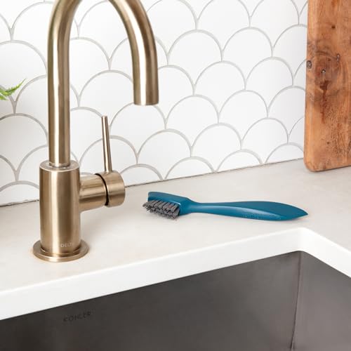 Image of Full Circle Clean Ocean Small Grout Brush, Tough Bristles, Cleans Crevices, Sustainably Made 100% from Recycled Ghost Fishing Nets, Safe for Nonstick