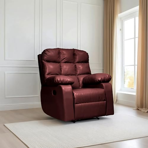 Image of Lumina 1 Seater Recliner | Single Sofa Chair for Living Room Comfort | Ergonomic Design (Leatherette - Brown)