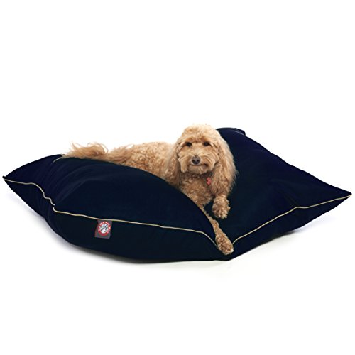 Image of Majestic Pet Rectangle Medium Dog Bed Washable - Non Slip Comfy Pet Bed - Super Value Crate Pet Pillow - Puppy Kennel for Sleeping - Medium Breed 35 x 28 Inch - Solid Blue