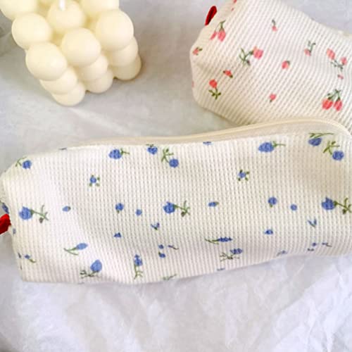 SEWACC 2pcs Small Floral Pencil Case Teen Adult Pencil Case Pencil Holder Bag Watercolor Pen Container Cosmetic Makeup Bag Floral Makeup Bag Cotton Stationery Box Travel Girl Heart - Image 3