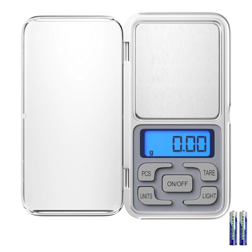 Gvolatee Balanza Cocina Digital de Alta Precisión 500g/0.01g, Báscula de Cocina de Acero Inoxidable, Bascula de Cocina con Función Tara y Pantalla LCD, Peso de Cocina Digital, para Cocinar, Hornear