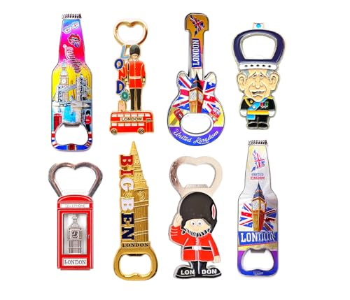 Magnetic Memories Set of 8 London Skyline Fridge Magnets with Built-in Bottle Openers