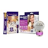 FELIWAY Classic 30 Day Cat Calming Pheromone Diffuser Kit & Happy Snack Delicious Calming cat Treats (12-ct Chicken Flavor)