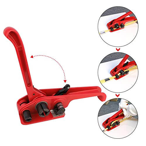 Scieo Pallet Packing Strapping Kit 4 In 1 Heavy Duty Banding Tool Sealer, 100M Length X 1/2" Wide Coil Reel With 50Pcs Semi-Open Metal Seals For Strapping #TOP7