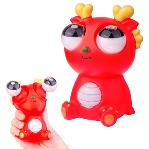 Image of TTW Funny Dragon Pinch Toy | Squishy Dinosaur with Pop-Out Eyes | Stress Relief Fidget Toy for Kids & Adults | Fun Squeeze Toy for Anxiety Relief (Red)