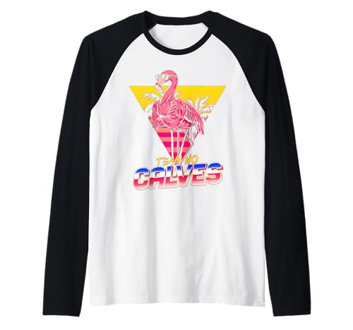 Team No Calves Flamingo Gym Weightlifting Bodybuilding Funny Raglan Baseball Tee