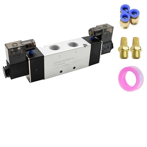 1-teiliges Magnetventil der 4V-Serie – 5/2-Wege-Doppelspulen-Pneumatikventil DC12V-AC220V (4V120-06 bis 4V420-15)(4V420-15 PC12-04,AC220V)