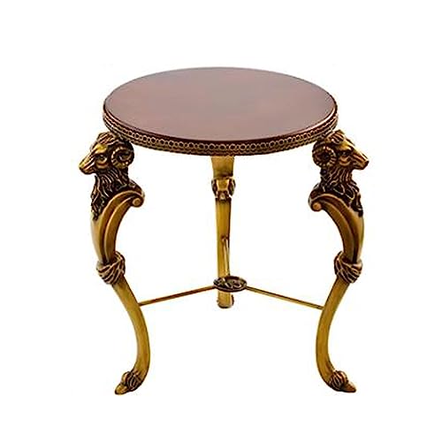 Mobile Side Table Small Round End Table Circular Solid Wood Sofa Side Table with Brass LegsTelephone Table Nightstand 157H x 196D Coffee Table for Living Room Bedroom Entryway Rus