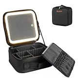 Rejuvv makeup Bag with Mirror and Light Travel Makeup Train Case Cosmetic Bag Organizer Portable Art