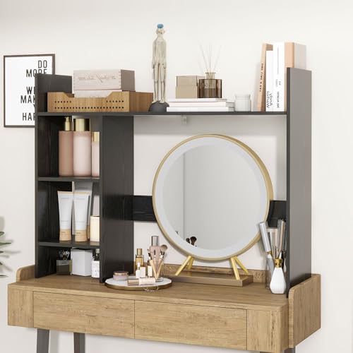 FTZxHKLX Desktop Bookshelf, Wood Desk Organizer Hutch with 3 Shelves for Computer Desk, 37.4'' Multipurpose Display Rack with Storage for College Dorm Office Home, Black by FTZxHKLX - Image 7