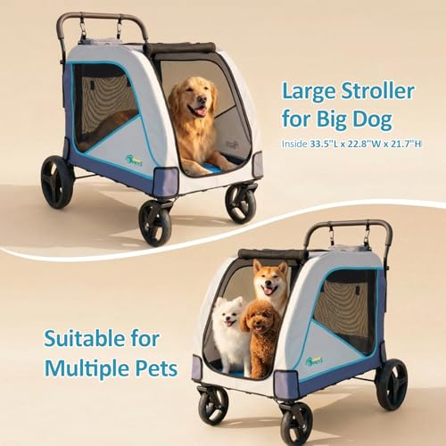 Image of Ownpets Extra Large Dog Stroller for Large Breeds, 154 lbs Capacity, Black