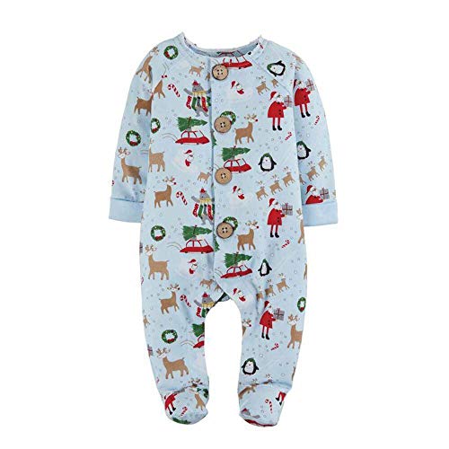 Mud Pie Boy Christmas Print Sleeper (6-9 Months) Blue
