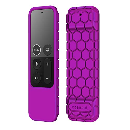 Fintie Protective Case for Apple TV 4K/ HD Siri Remote (1st Gen) - Honey Comb Lightweight Anti Slip Shockproof Silicone Cover for Apple TV 4K 5th 4th Gen Siri Remote Controller, Purple