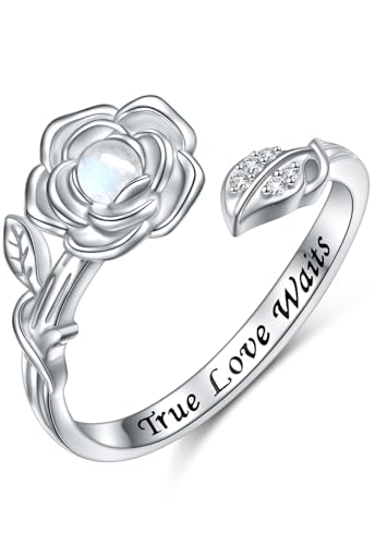 Ladytree Feather Angel Wings Adjustable Memorial Dainty Sterling Silver Open Thumb Ring for Women Men Loss of Mom Dad Daughter Loved Ones Mother's Day Sympathy Memory Jewelry Gifts