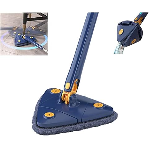 PPWW 360°Rotatable Adjustable Cleaning Mop,Telescopic Triangular Mop 360 Degrees Rotatable and Adjustable,Mops for Floor Cleaning with Wringer (blue-only mop) Cover