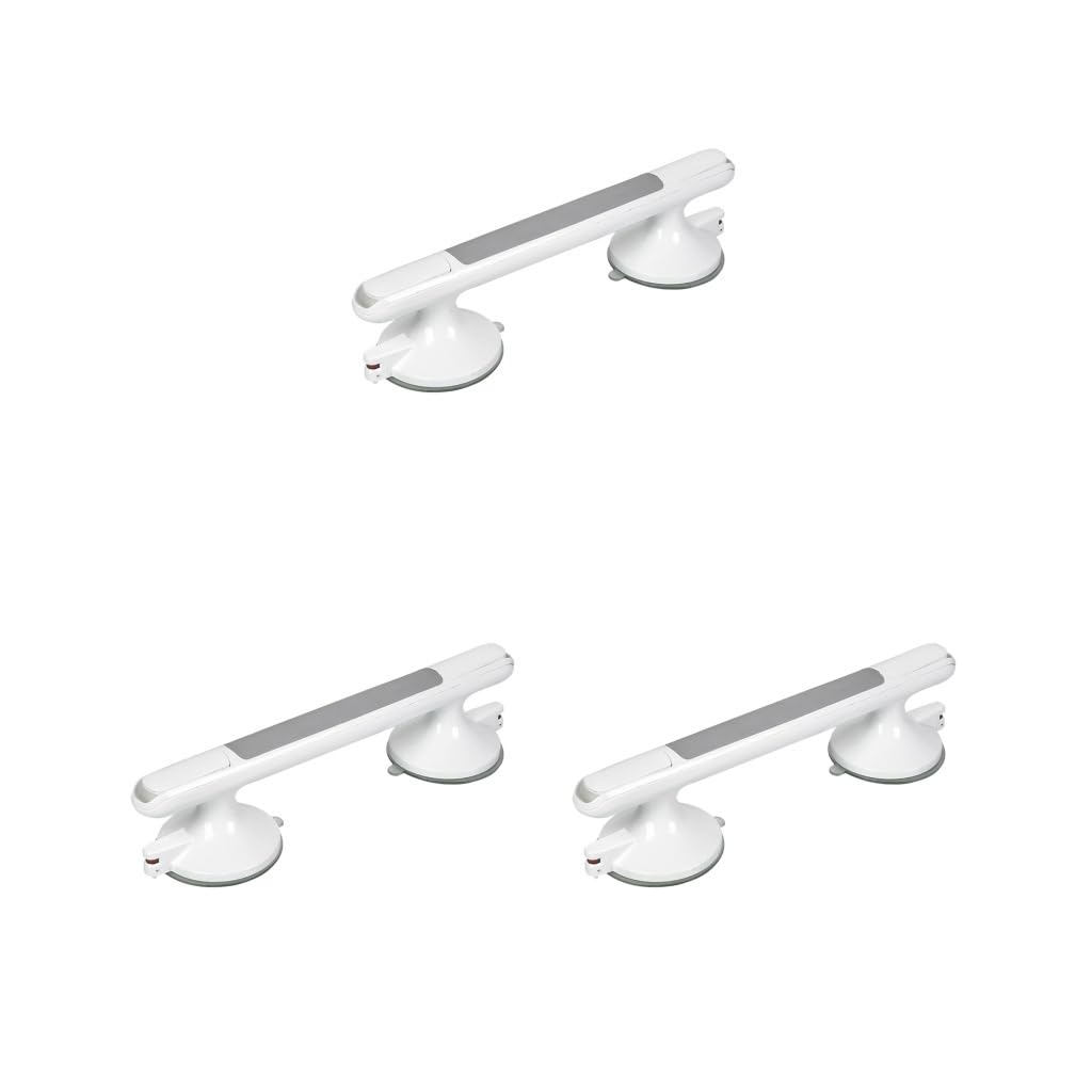Juego de 3 barras de agarre impermeables portátiles grandes con ventosa para bañera, baño, inodoro