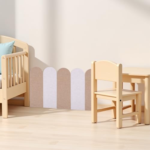 Paneles de pared acolchados autoadhesivos pack de 4 protectores infantiles de fieltro gris 7