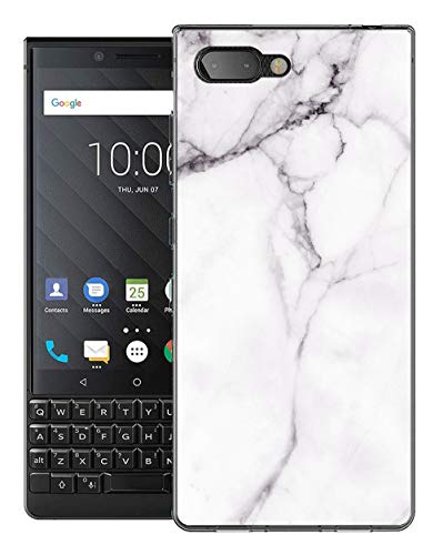 Sunrive Coque pour Blackberry KEY2 Le/KEYtwo Le, Silicone Étui Housse Protecteur Souple TPU Gel Transparent Back Case(TPU Marbre Blanc)+ Stylet OFFERTS
