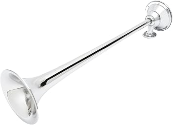 Grover Products 1510 Stuttertone Emergency Air Horn, 24.5 Inches with 6 Inch Round Flare, Chrome, with 1720 Mounting Pedestal, Premium Brass, sold by Manufacturer, MADE IN LOS ANGELES, USA