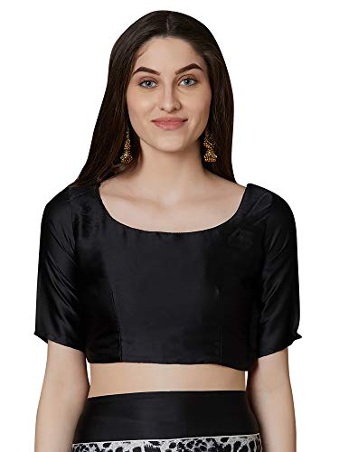 Image of AKHILAM Women's Satin Saree With Blouse Piece