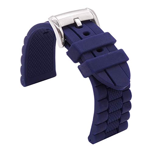 TIME4BEST Strap Silicone Watch Band Rubber Watch Bands Waterproof Sport Dive Watch Strap 20mm 22mm 23mm Watch Replacement Black Watch Bands Blue Watchband (23mm, Navy Blue)