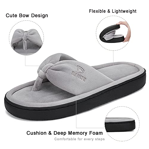 Dannto Women's House Slippers Memory Foam Flip Flops Thong Indoor Shoes Open Toe2