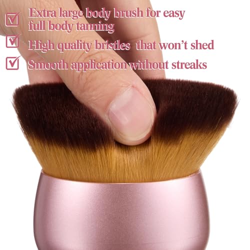 Image of 6pcs Self Tanning Mitt Applicator Kit Including Self Tanning Mitt and Brush, Body Brush, Back Applicator, Mini Facial Glove, Facial Tool, Exfoliating Glove (Pink)