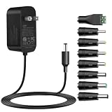 Picture of Tonton 12V 2A 6Ft Power Supply Adapter, 24W Universal Charger AC 100-240V with 8Tips to 12Volt DC Plug 2A 1.8A 1.5A 1.2A 1A 0.5A UL/CE/FCC Certified for LED, Router, Security Camera, Keyboard, Scanner