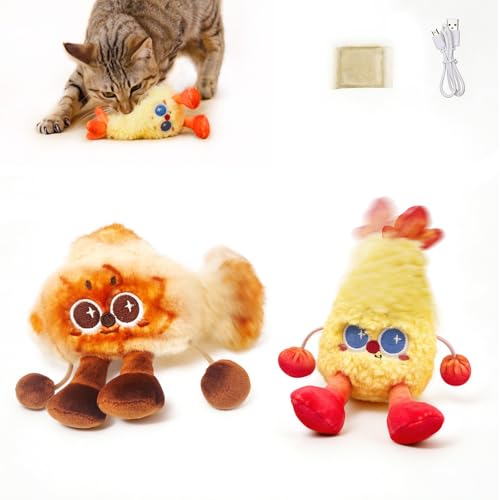 Petgravity Jumpy Shrimp Taiyaki Motion-Activated Cat Toy (2-pack)