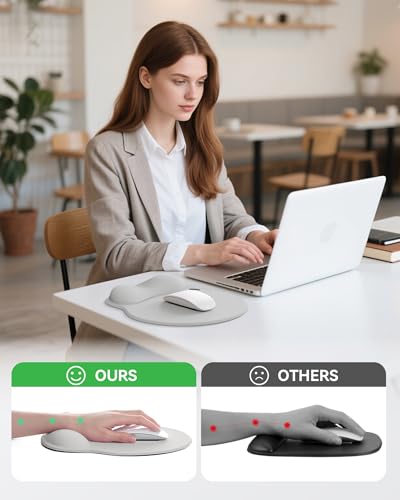 Image of Mouse Pad with Wrist Rest, Ergonomic Mouse Pads for Desk, Office Non-Slip Mousepad with Gel Wrist Support(Light Gray, 10.6''L x 9''W)