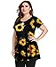 MONNURO Womens Plus Size Keyhole Summer Tops Sexy Swing Tunics Casual Loose Flowy Shirts Blouses Sunflower